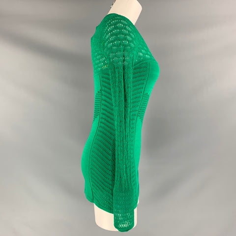 CATHERINE MALANDRINO Size S Green Viscose Blend Textured Pullover