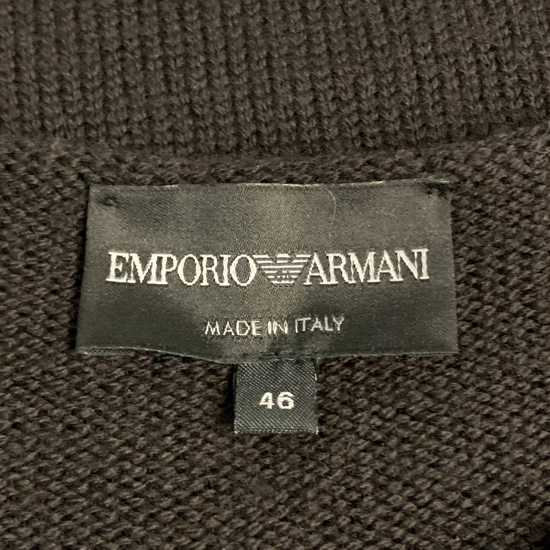EMPORIO ARMANI Size 36 Brown Wool Boat Neck Texture Trim Pullover Sweater