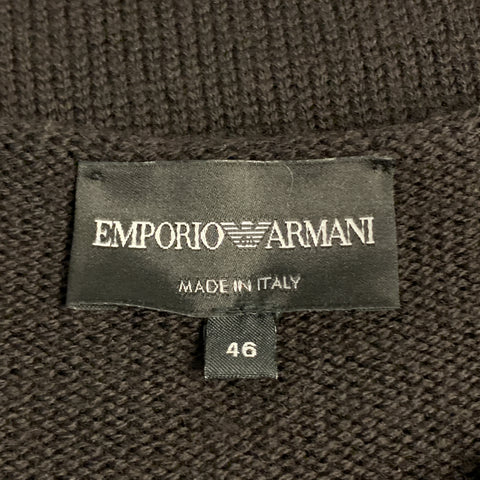 EMPORIO ARMANI Size 36 Brown Wool Boat Neck Texture Trim Pullover Sweater