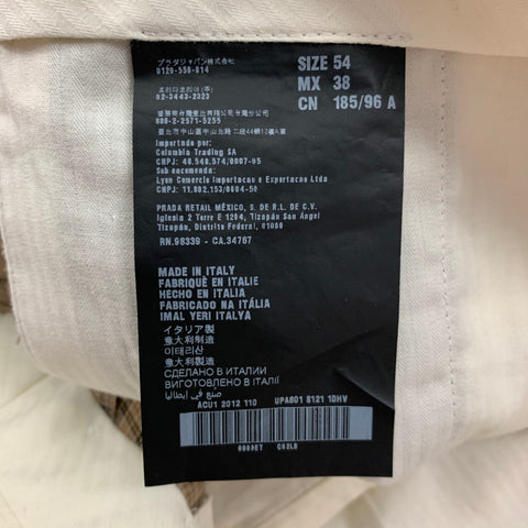 PRADA Size 38 Beige Brown Plaid Lana Wool Mohair Shorts