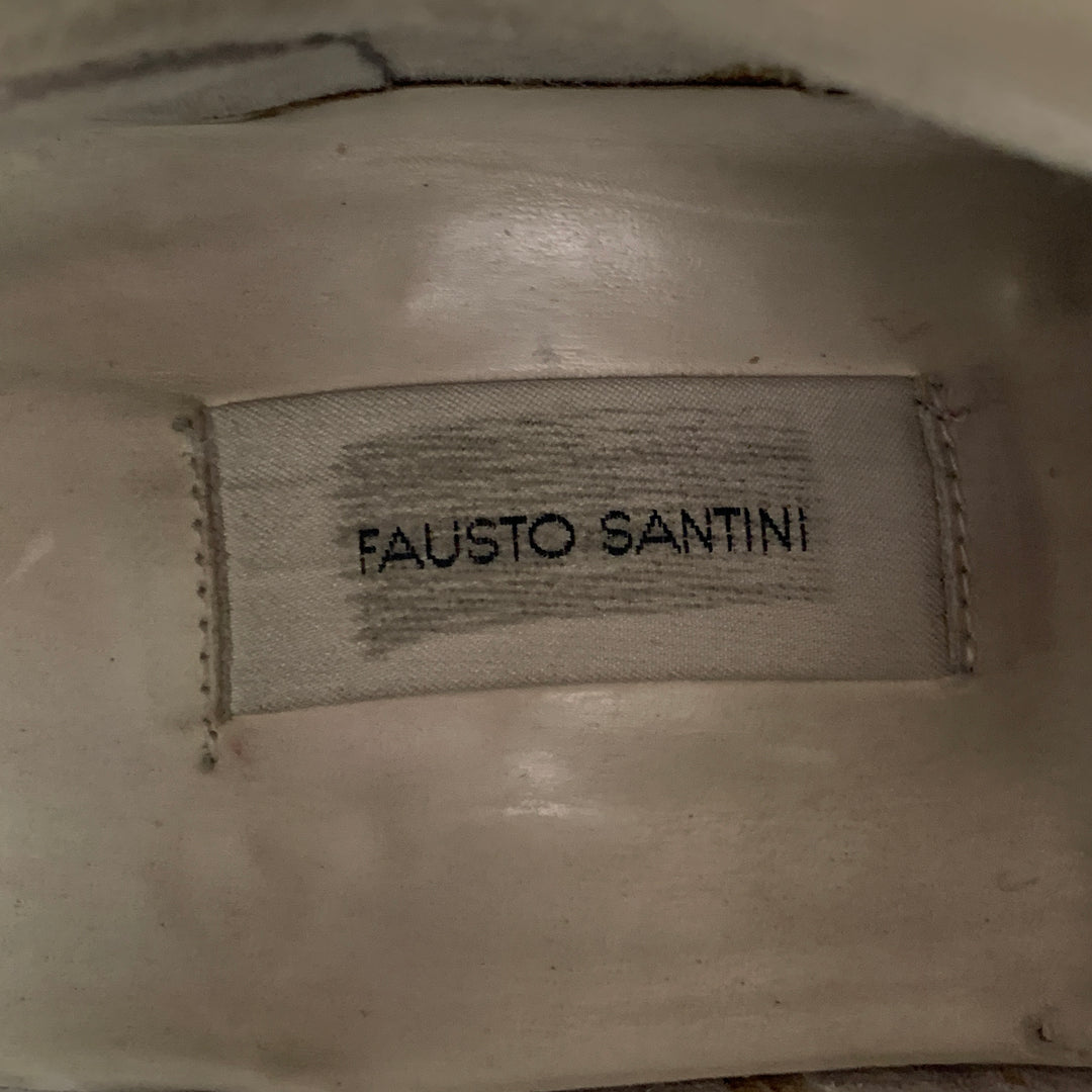 FAUSTO SANTINI Size 10 Off White Leather Lace Up Boots
