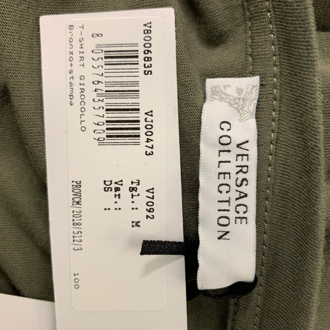 VERSACE COLLECTION Size M Olive Multicolour Graphic Cotton Short Sleeve Shirt
