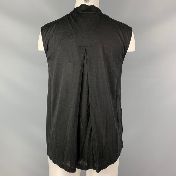 PRADA Linea Rossa Size S Black Silk Cotton Solid Casual V-Neck Top