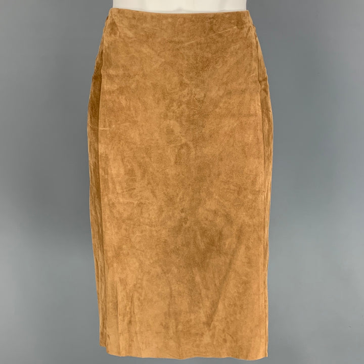 RALPH LAUREN Collection Size 6 Tan Suede  Pencil Below Knee Skirt