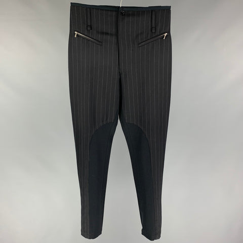 JOHN RICHMOND Size 32 Black Black Stripe Nylon Blend Zip Fly Casual Pants