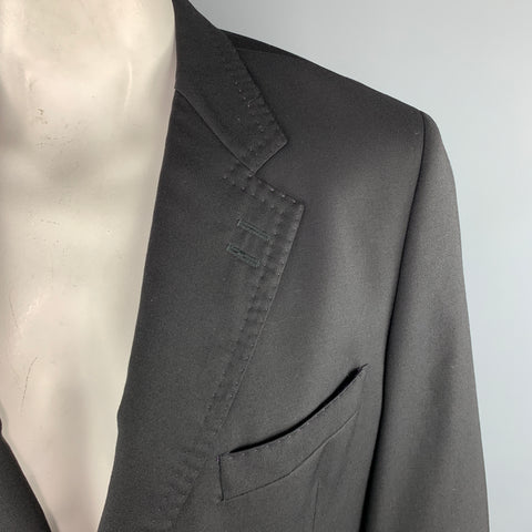 PAUL SMITH Size 44 Black Wool / Cashmere Notch Lapel Stitches Sport Coat