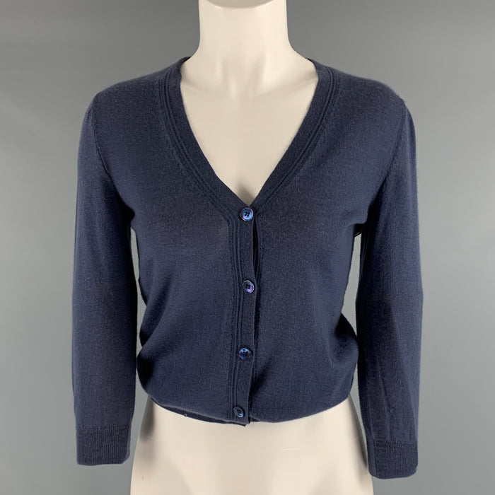 MARNI Size 2 Blue Cashmere 3/4 Sleeves Cardigan