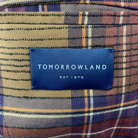 TOMORROWLAND Size 36 Brown & Burgundy Plaid Rayon Blend Sport Coat
