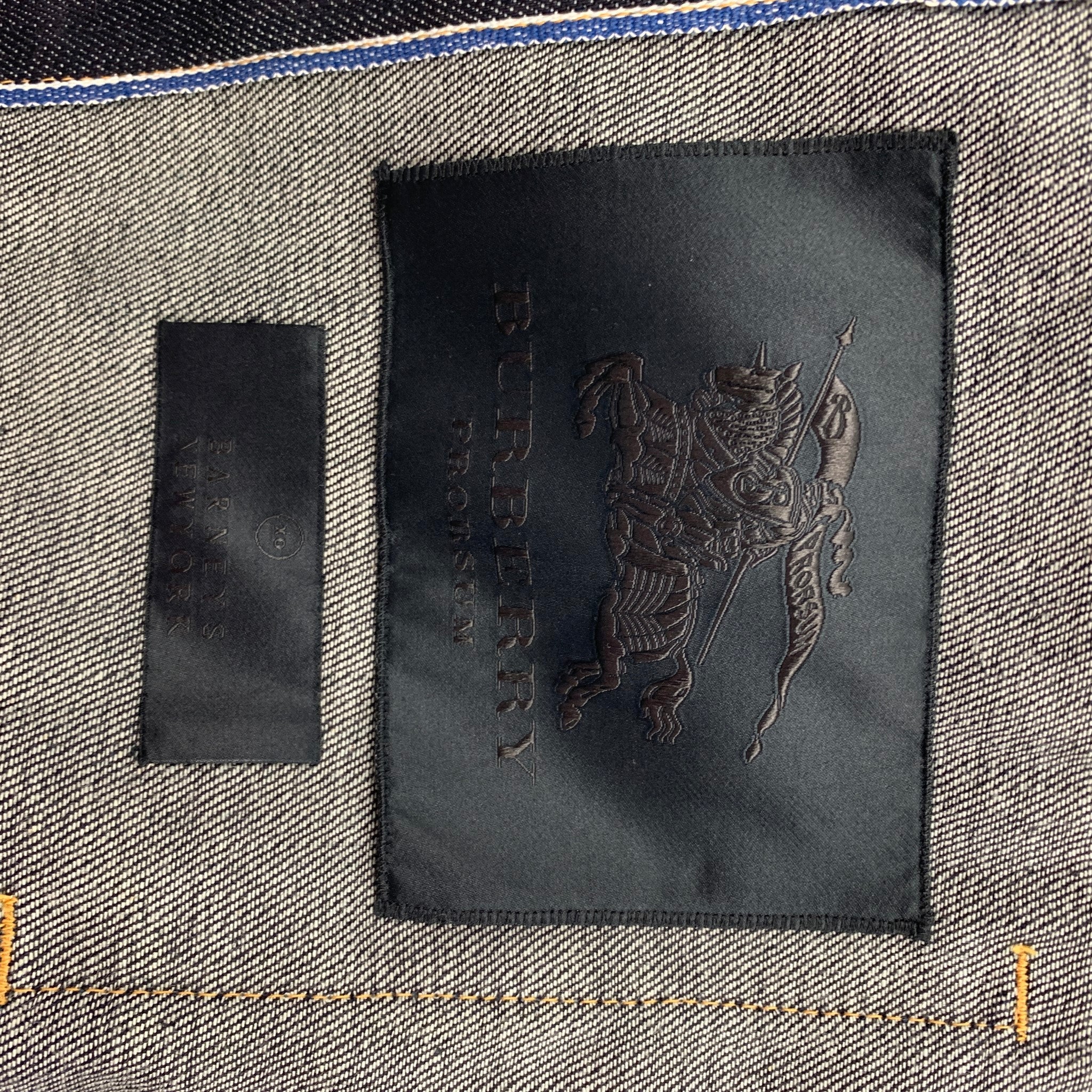 BURBERRY PRORSUM Spring 2015 Size 38 Indigo Blue Denim Silk