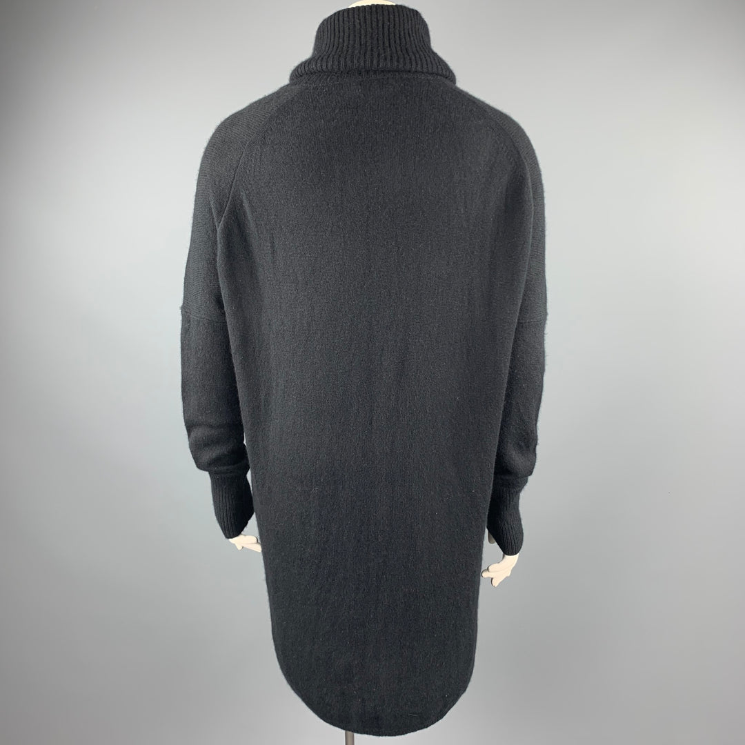 TSE Vestido tipo suéter de cuello alto de cachemira de punto negro talla L
