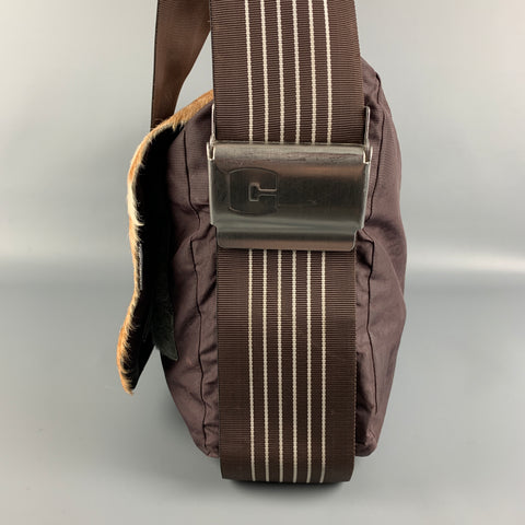 CANVASCO Brown & Beige Mixed Fabrics Nylon Messenger Bag