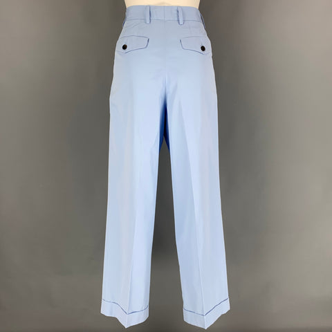 DRIES VAN NOTEN Size 4 Blue Cotton Pleated Cuffed Wide Leg Casual Pants