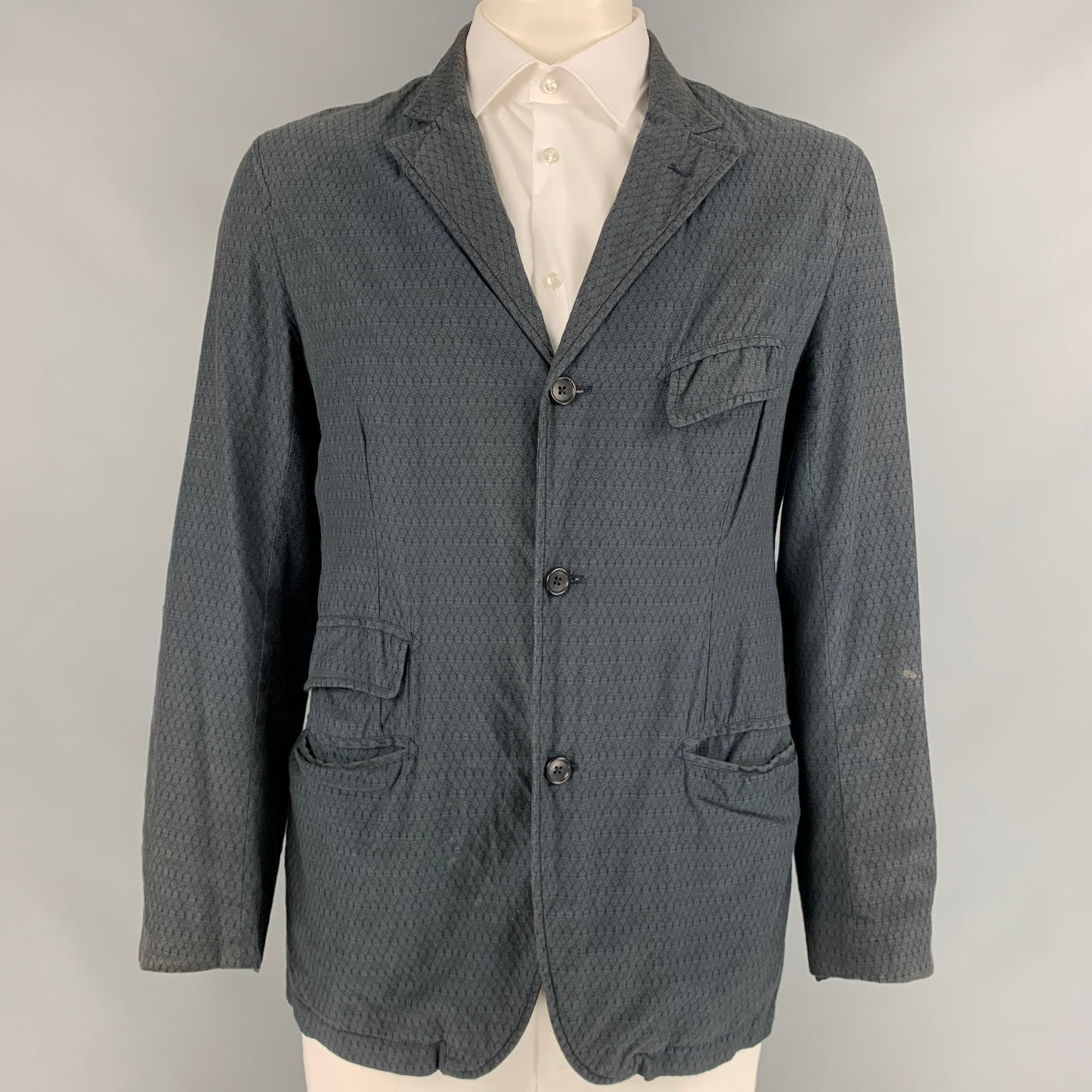 ENGINEERED GARMENTS Size XL Charcoal Rhombus Cotton Sport Coat