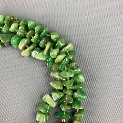 VINTAGE Green Periodt Stone Layered Necklace