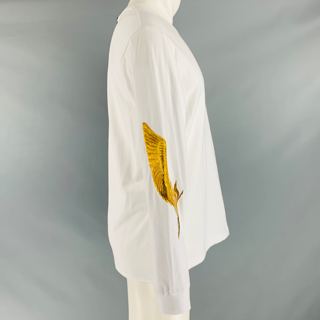 CHRISTIAN DADA Talla XS Camiseta de manga larga de algodón con bordado en oro blanco