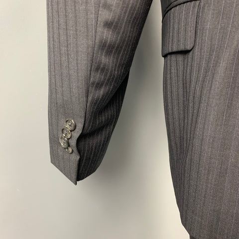 JOHN VARVATOS * U.S.A. Size 38 Regular Black Stripe Wool Peak Lapel Suit