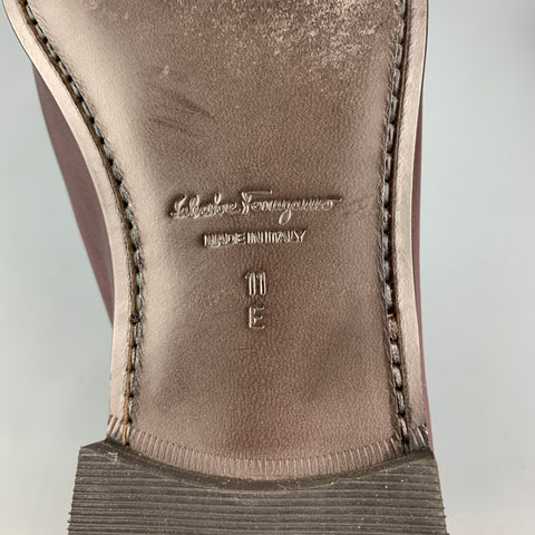 SALVATORE FERRAGAMO Taille 11 Mocassins à enfiler en cuir marron foncé avec mors de cheval
