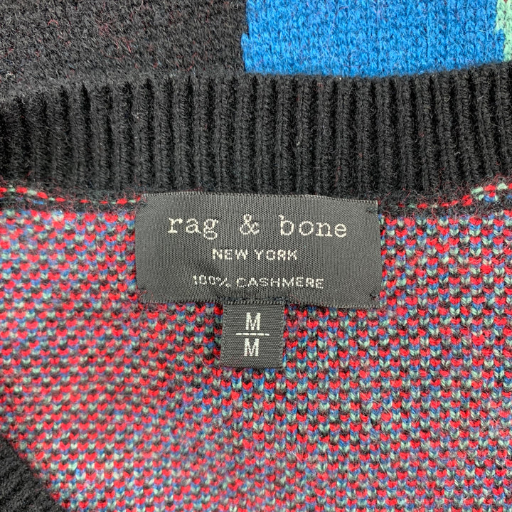 RAG & BONE Size M Multi-Color Knitted Snake Cashmere Crew-Neck Sweater
