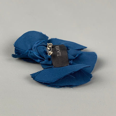 LANVIN Teal Fabric Flower Brooch
