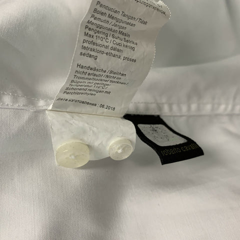 ROBERTO CAVALLI Camisa de manga larga con botones de algodón liso blanco talla M