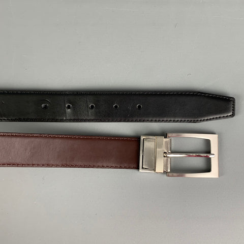 VINTAGE Size 38 Black Brown Reversible Leather Belt