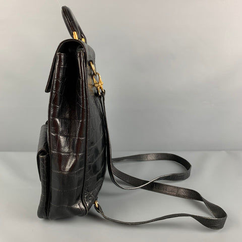 Vintage ANDREA PFISTER Black Alligator Leather Backpack