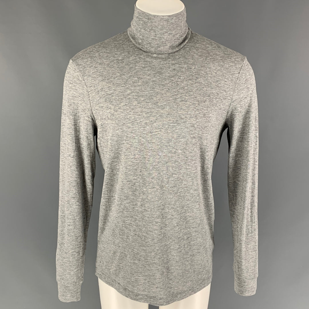 THEORY Size M Grey Heather Cotton Cashmere Turtleneck Pullover