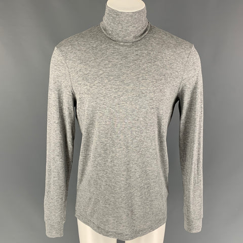 THEORY Size M Grey Heather Cotton Cashmere Turtleneck Pullover