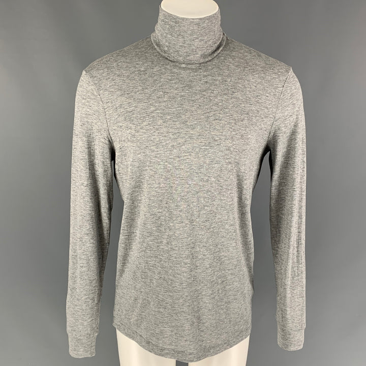 THEORY Size M Grey Heather Cotton Cashmere Turtleneck Pullover
