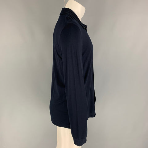 GIORGIO ARMANI Size 34 Navy Viscose Button Down Long Sleeve Shirt