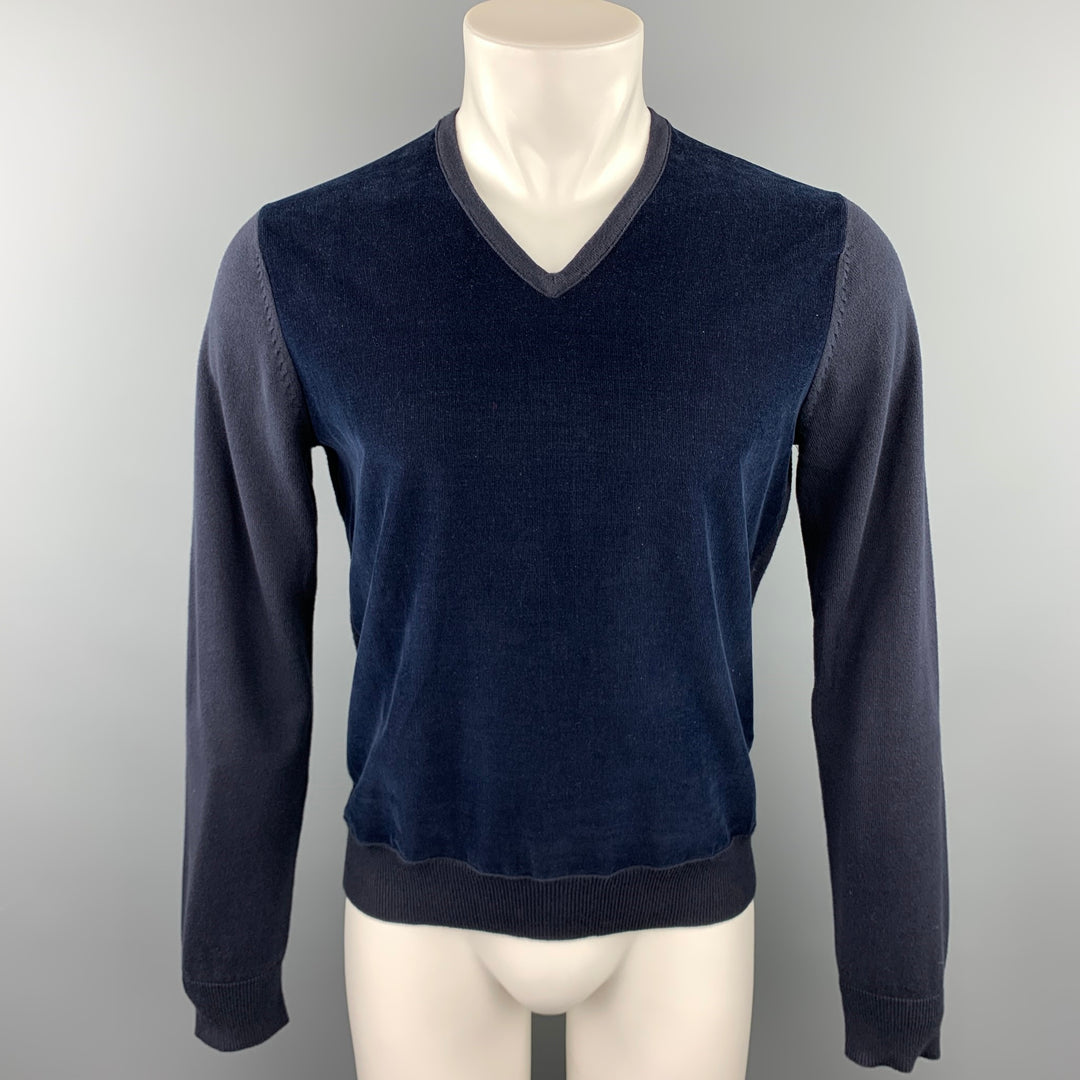 J. LINDEBERG Size S Navy Cotton V-Neck Pullover