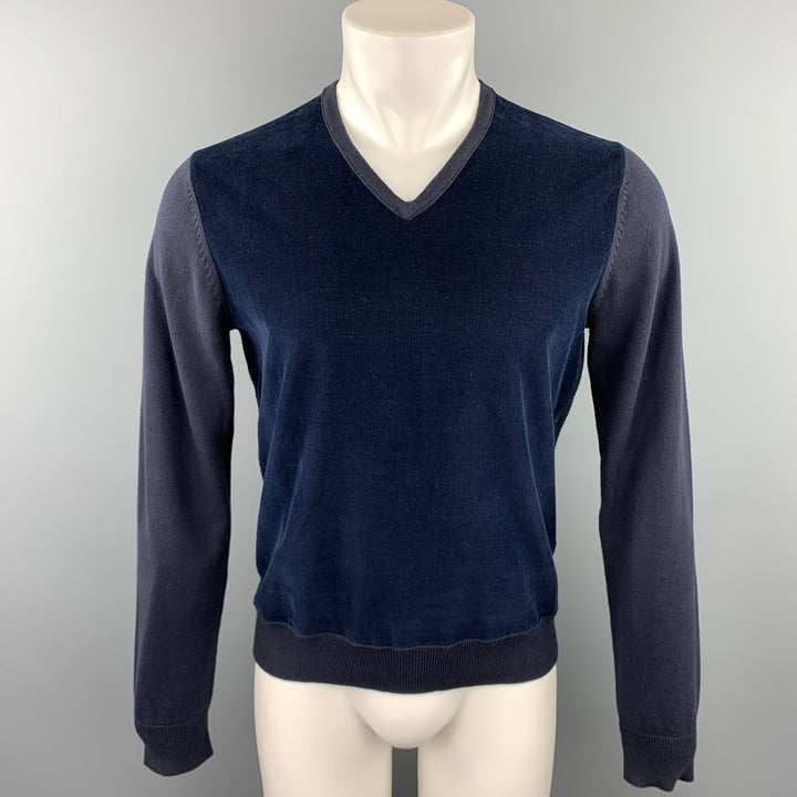 J. LINDEBERG Size S Navy Cotton V-Neck Pullover