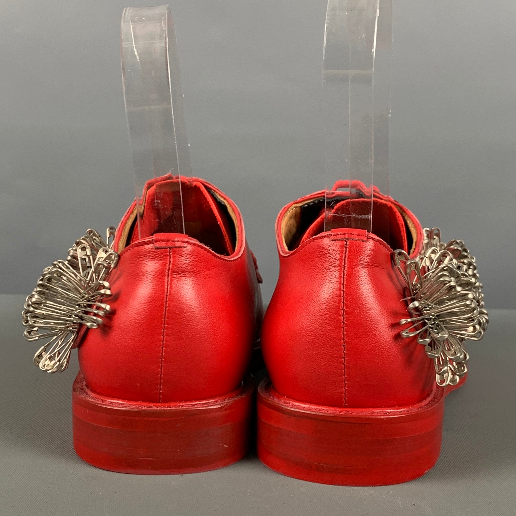 NOIR KEI NINOMIYA Size 6 Red Leather Applique Lace Up Laces – Sui