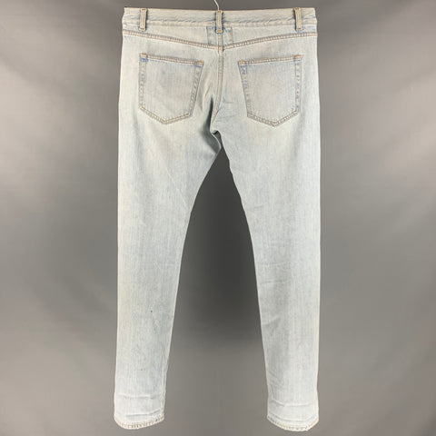 SAINT LAURENT Size 33 Light Blue Cotton Elastane Button Fly Jeans