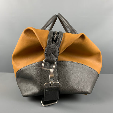 TED BAKER Beige Taupe Color Block Leather Overnight Bags