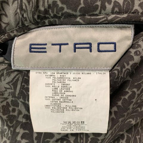 ETRO Size M Black Quilted Nylon Snaps Jacket