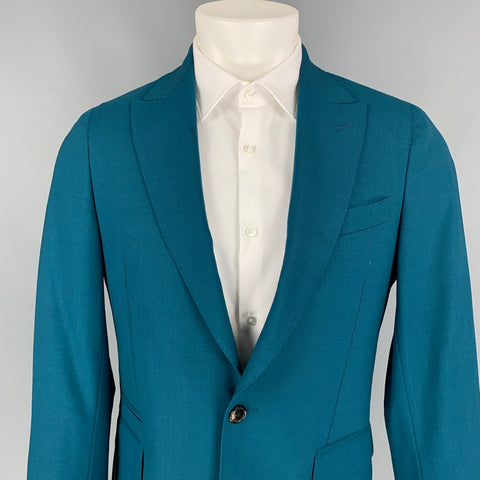 PAUL SMITH Soho Fit Taille 38 Sarcelle Peak Revers Manteau de sport en laine régulière