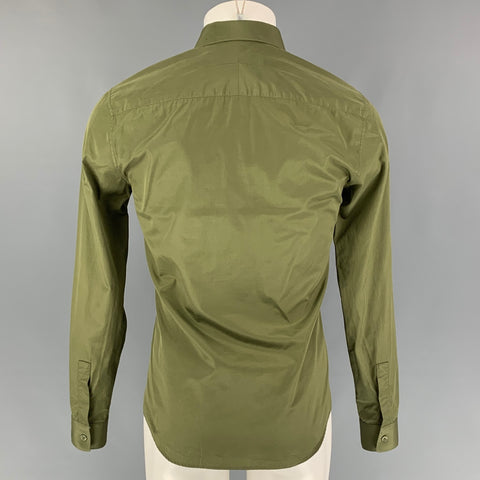 GIVENCHY SS 16 by Ricardo Tisci Size M Green Black Flag Cotton Button Up Long Sleeve Shirt