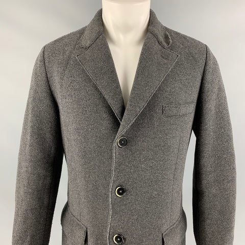 BARENA Taille 38 Manteau boutonné en laine texturée/polyamide gris foncé