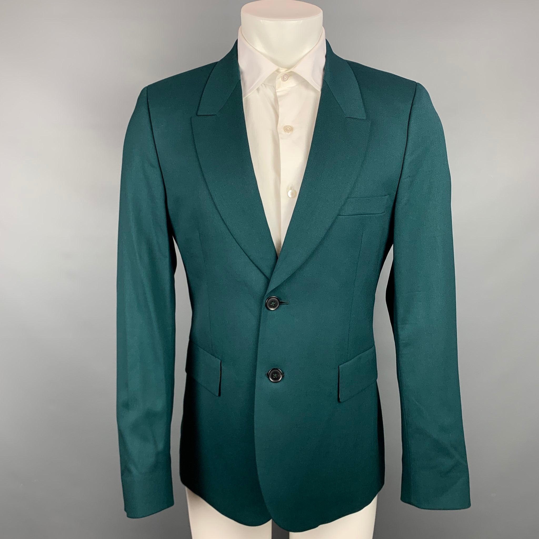 PAUL SMITH Size 42 Green Wool Notch Lapel Sport Coat