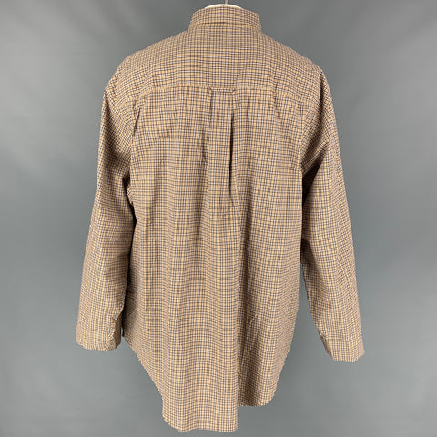 BALENCIAGA Size L Beige & Navy Checkered Cotton Oversized Long Sleeve Shirt