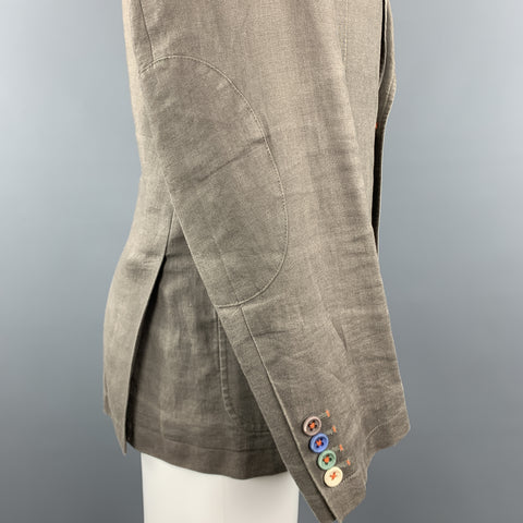 TALLIA Size 38 Taupe  Linen Notch Lapel Patch Pocket Sport Coat Jacket