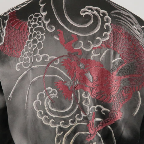 GUCCI by TOM FORD 2001 S Black Dragon Silk Reversible Bomber Jacket