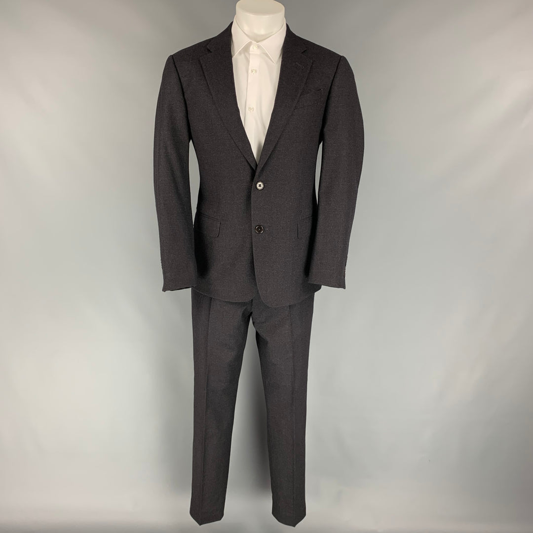 ARMANI COLLEZIONI G Line Size 40 Charcoal Virgin Wool Single Breasted Suit