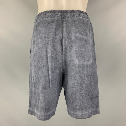 CROSSLEY Size S Grey Purple Cotton Linen Drawstring Shorts