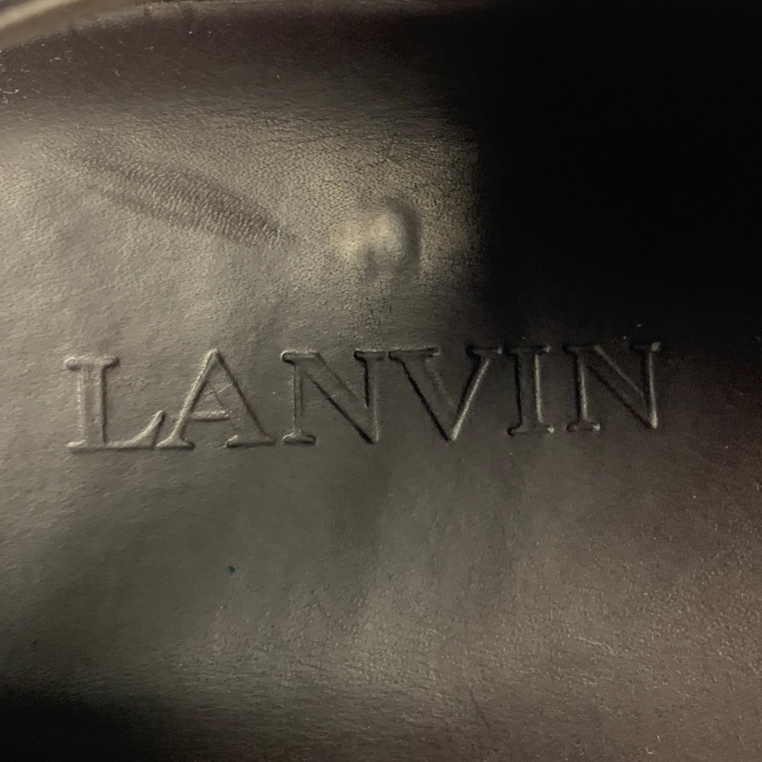 LANVIN Size 10 Black Mixed Materials Nylon Lace Up Sneakers