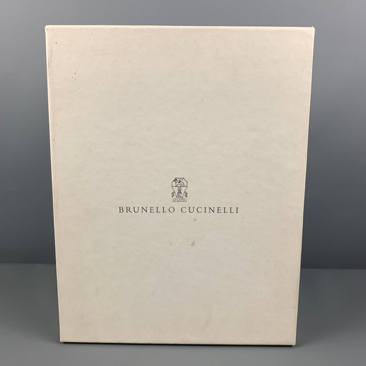 BRUNELLO CUCINELLI Taille 9 Chaussures à lacets en daim olive avec bout d'aile