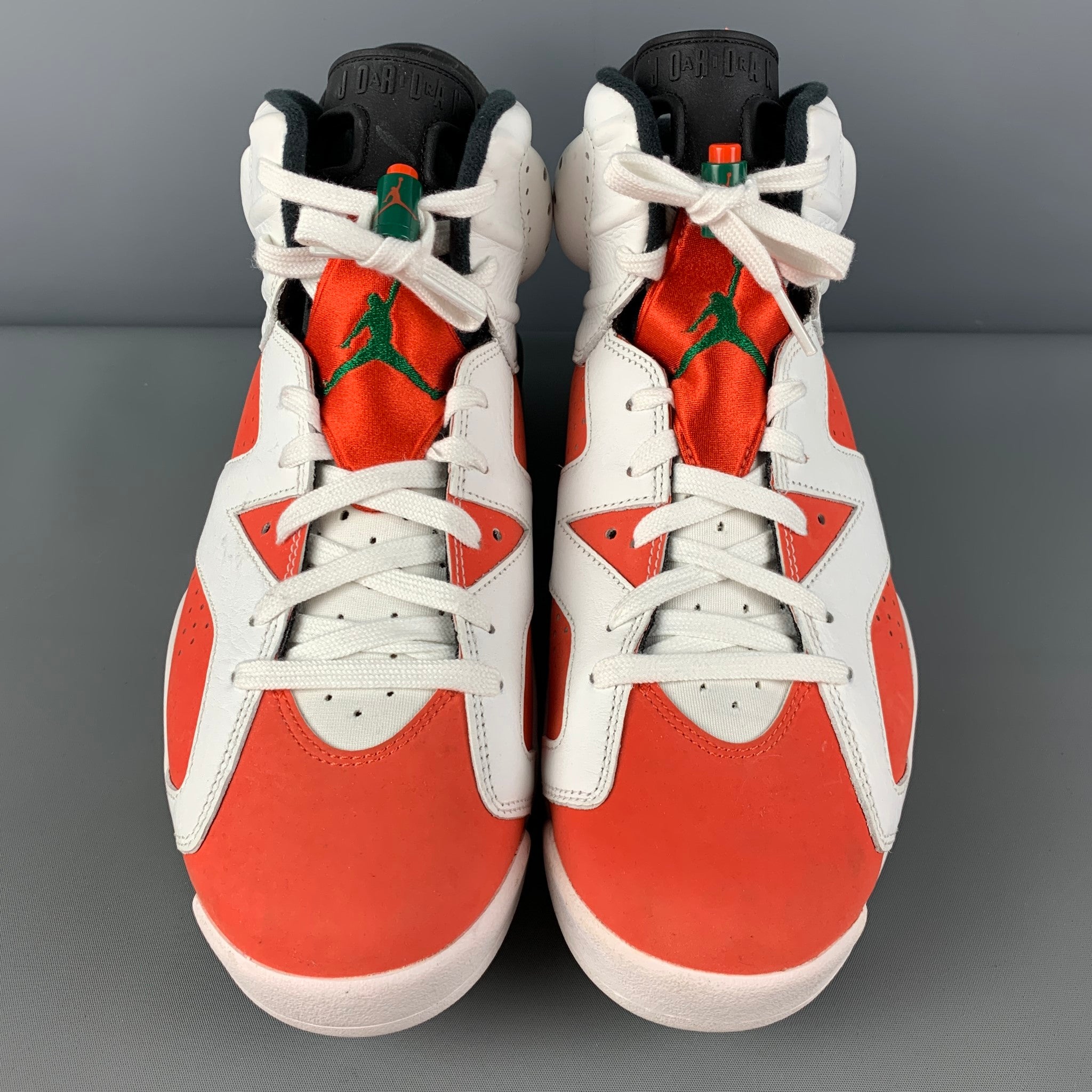 NIKE Air Jordan 6 Retro Size 10.5 White Orange Color Block Leather