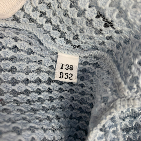 BLUMARINE Size 2 Light Blue & White Textured Polo Shirt