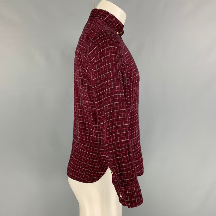 ISABEL MARANT Size XS Burgundy Plaid Viscose &  Wool Long Sleeve Shirt